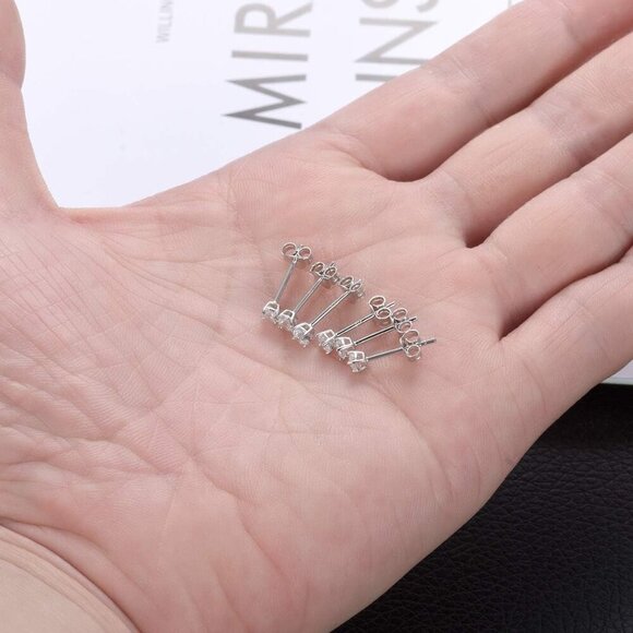 Sterling Silver Tiny Stud Earrings Set - 3 Pairs 3mm with CZ & Pearl for Women a - Picture 5 of 6